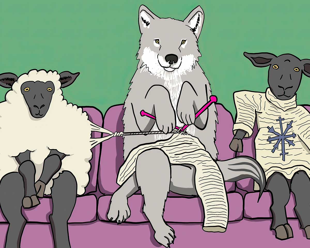 Wolf Knitting - Fine Art Print