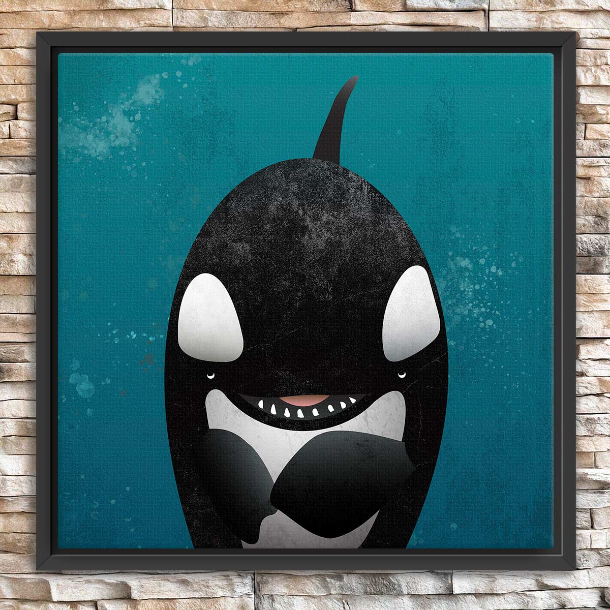 Orca Waves Framed Canvas Print