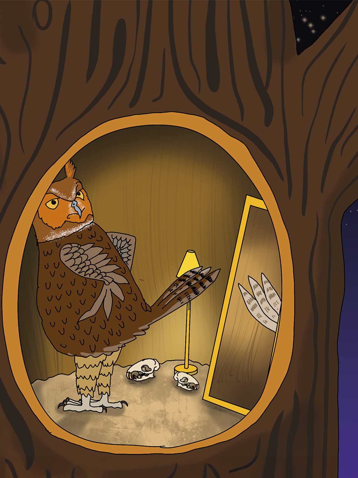 Owl Mirror Note Card