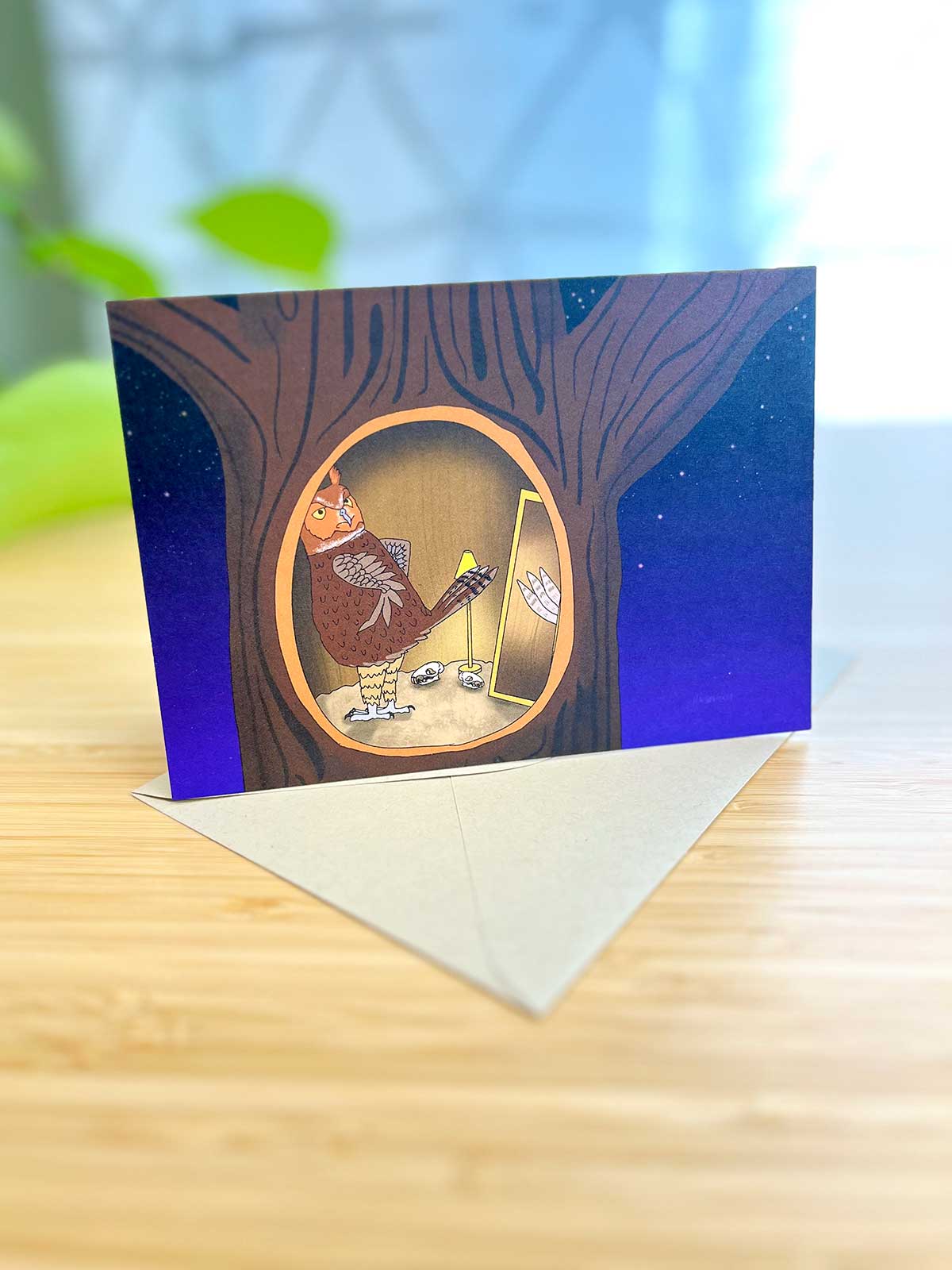 Owl Mirror Note Card