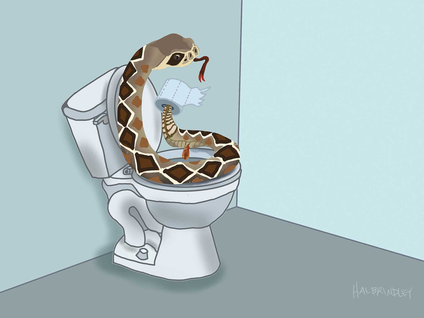 Rattlesnake on a Toilet Note Card