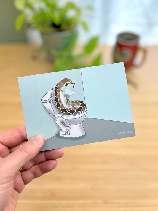Rattlesnake on a Toilet Note Card