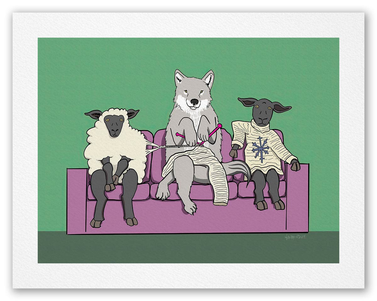 Wolf Knitting - Fine Art Print