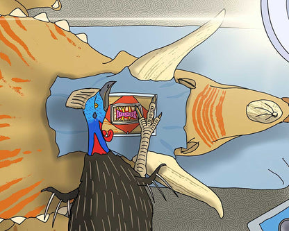 Cassowary Brain Surgery on Triceratops - Fine Art Print