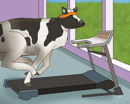 Cow Running on a Treadmill - Fine Art Print