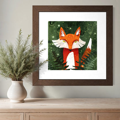 Fox, Ferns, & Fireflies Fine Art Print