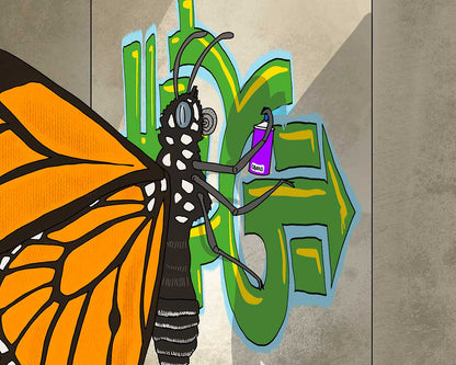 Monarch Butterfly Painting a Wall - Fine Art Print