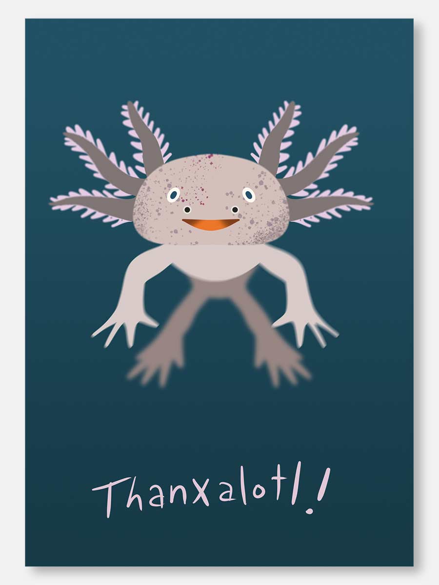 Thanxalotl (Axolotl) Note Card
