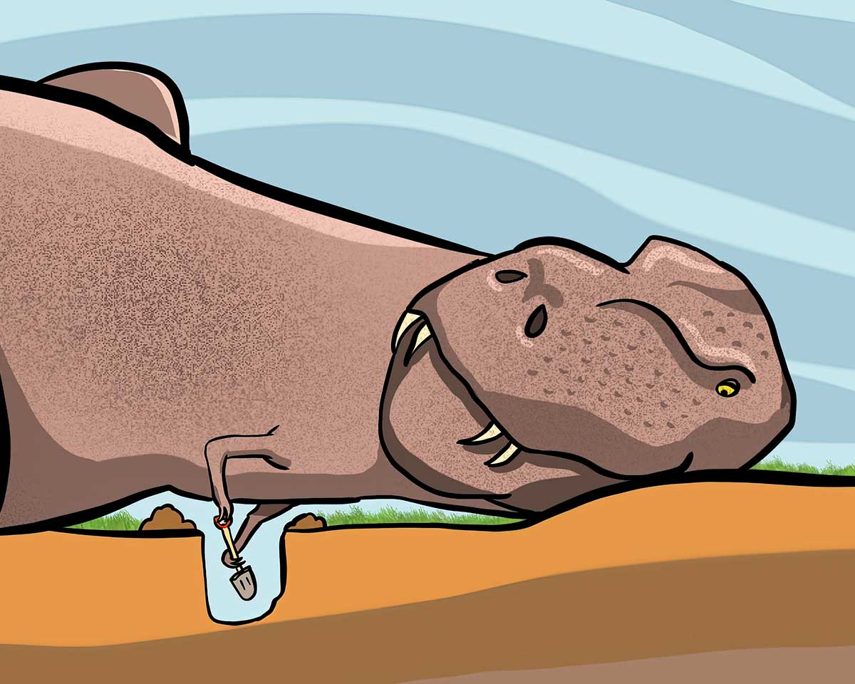 Tyrannosaurus Digging a Hole - Fine Art Print