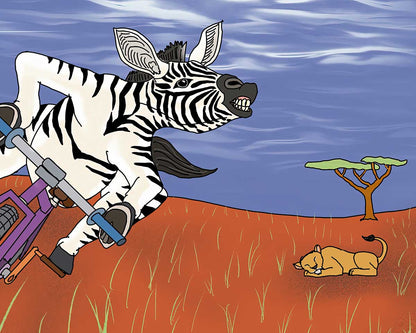 Zebra Riding a Bike - Fine Art Print