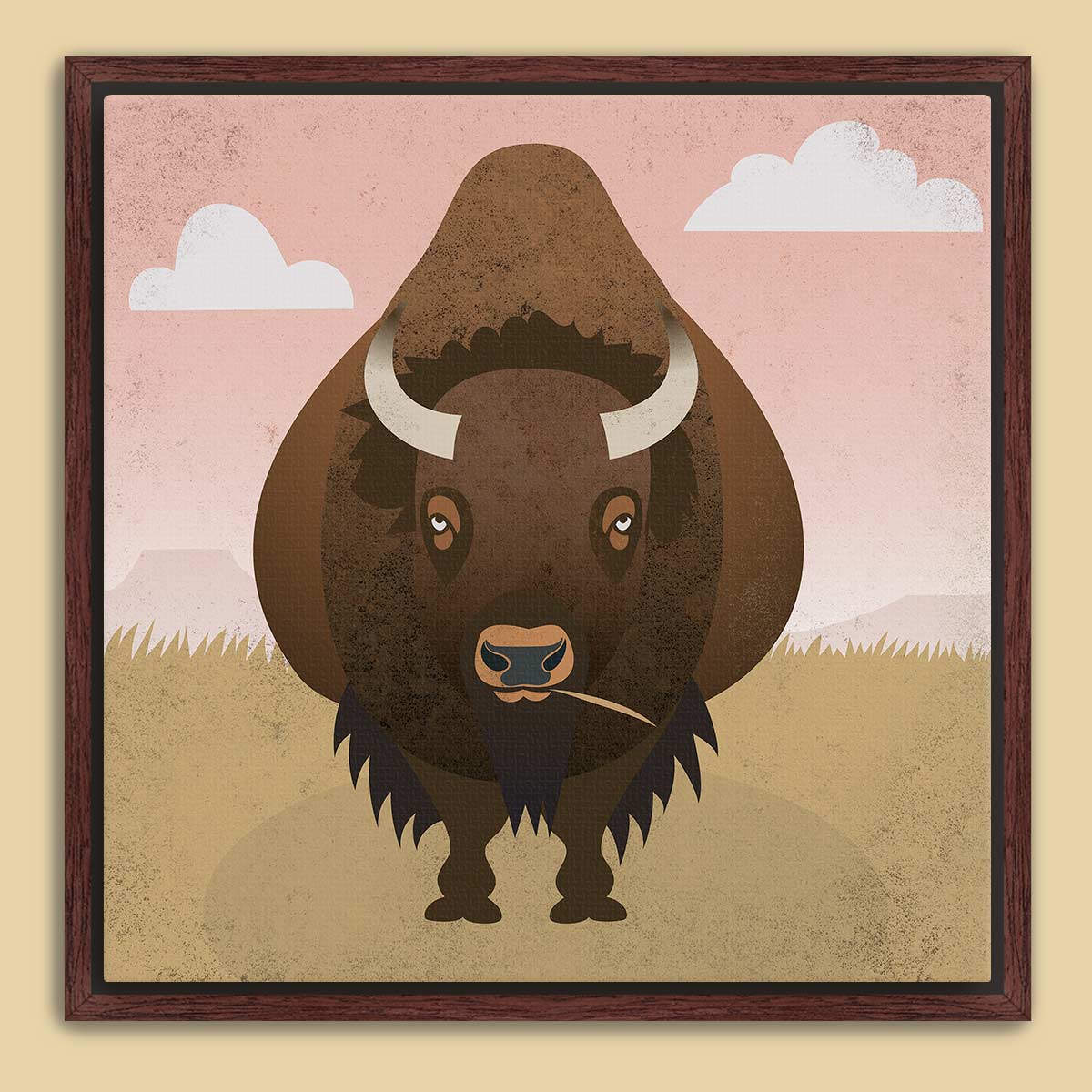 Bison Plains Framed Canvas Print