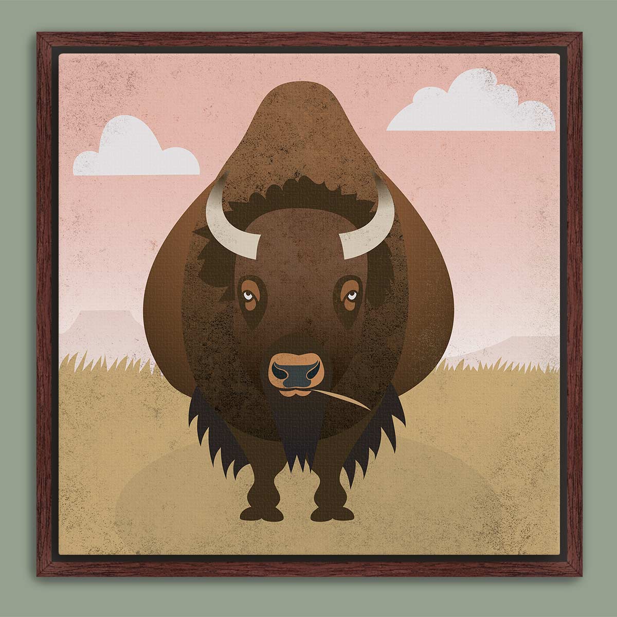 Bison Plains Framed Canvas Print