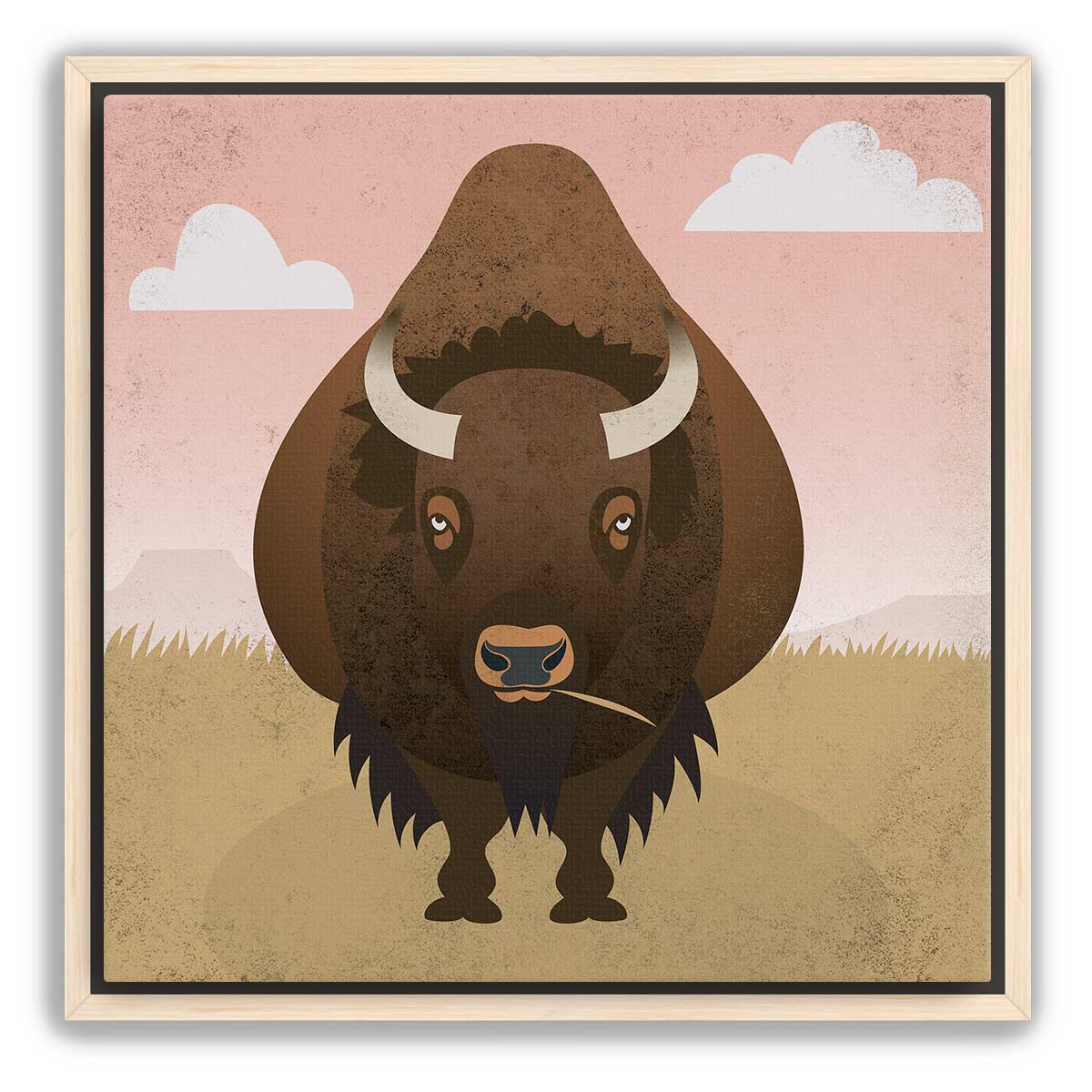 Bison Plains Framed Canvas Print