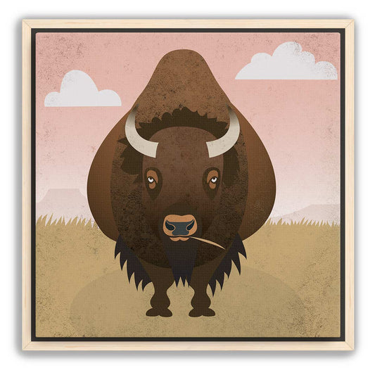 Bison Plains Framed Canvas Print