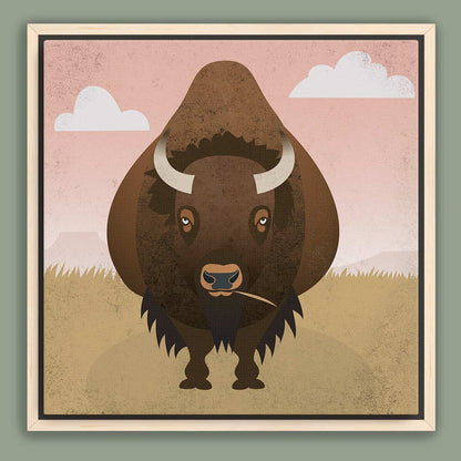 Bison Plains Framed Canvas Print