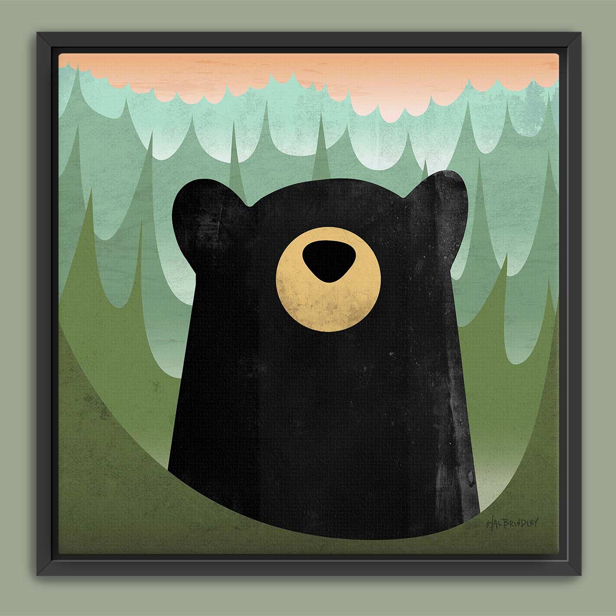 Black Bear Framed Canvas Print