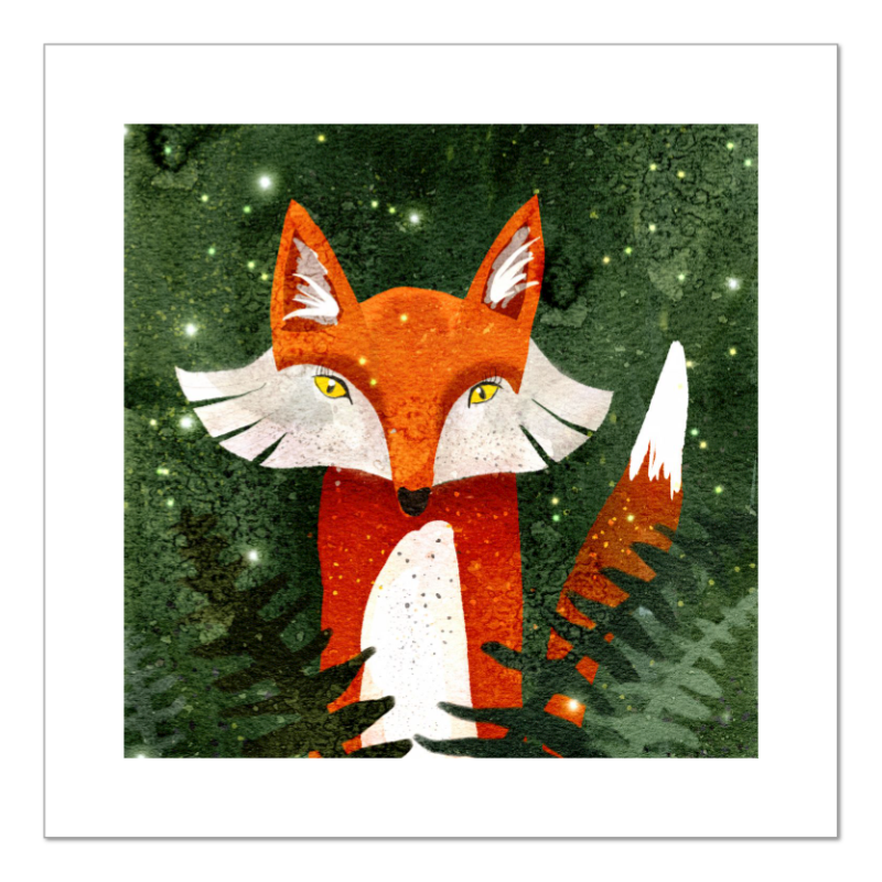 Fox, Ferns, & Fireflies Fine Art Print