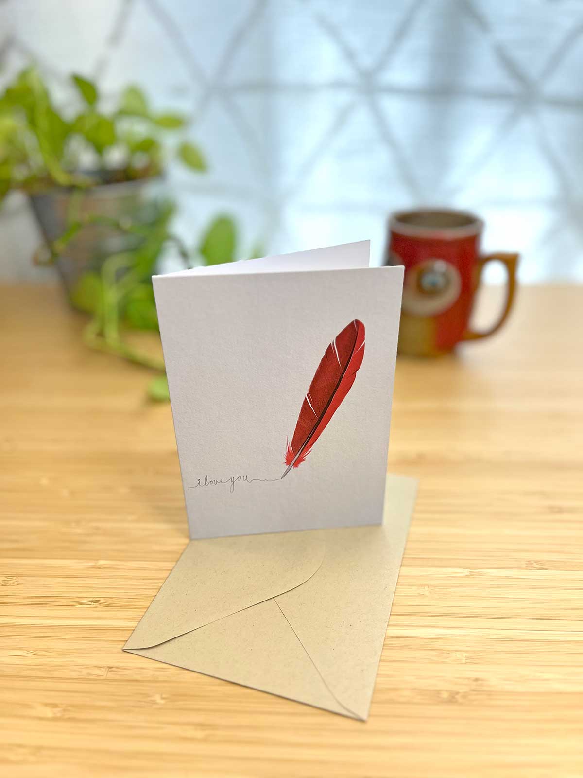 Cardinal Feather I Love You Note Card