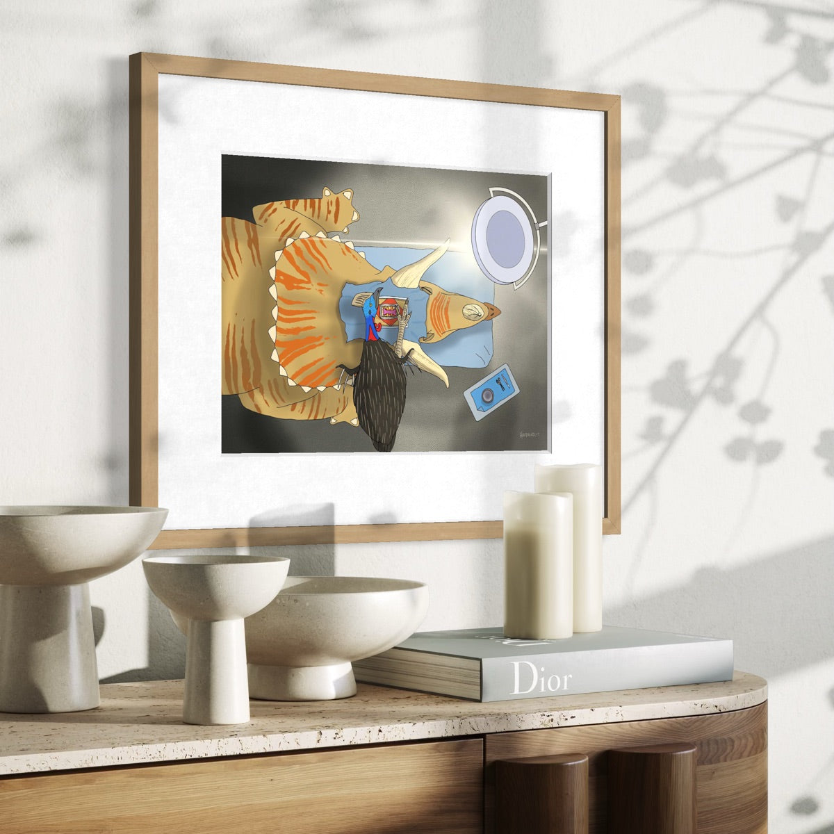 Cassowary Brain Surgery on Triceratops - Fine Art Print