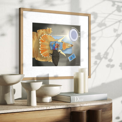 Cassowary Brain Surgery on Triceratops - Fine Art Print