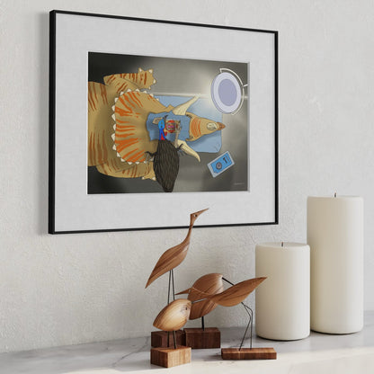 Cassowary Brain Surgery on Triceratops - Fine Art Print