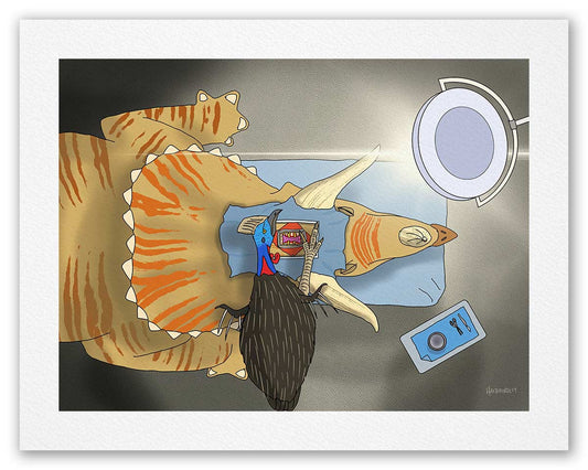 Cassowary Brain Surgery on Triceratops - Fine Art Print