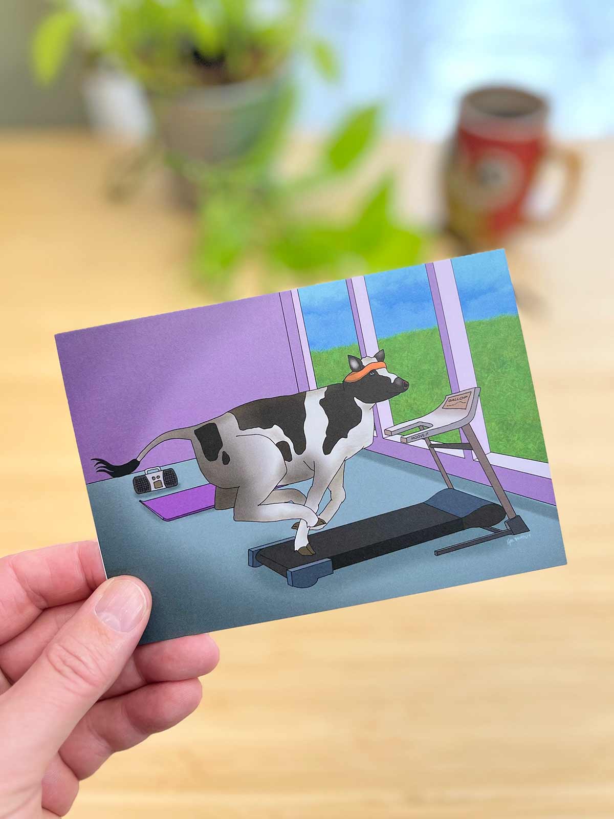 Cow Treadmill Note Card