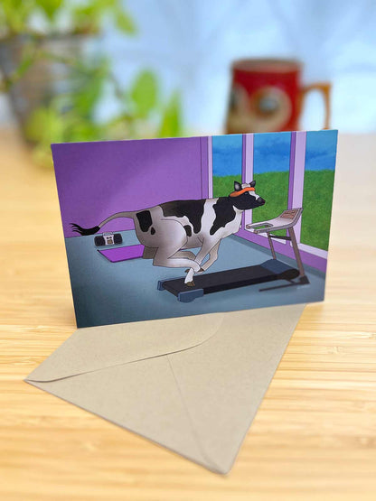 Cow Treadmill Note Card