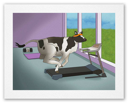 Cow Running on a Treadmill - Fine Art Print