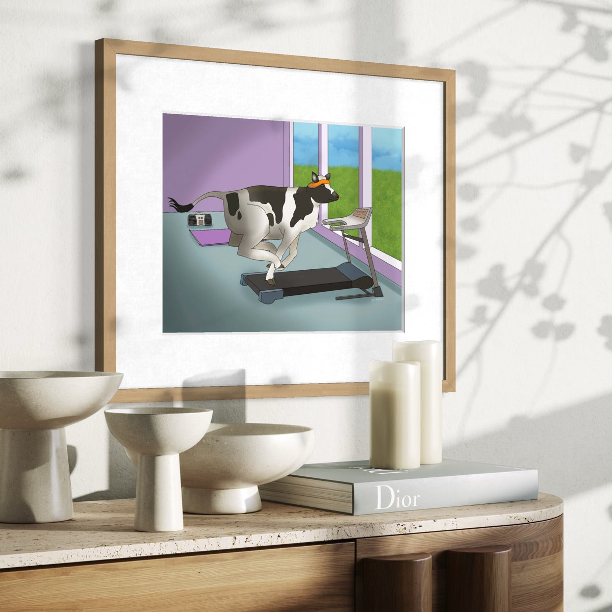 Cow Running on a Treadmill - Fine Art Print