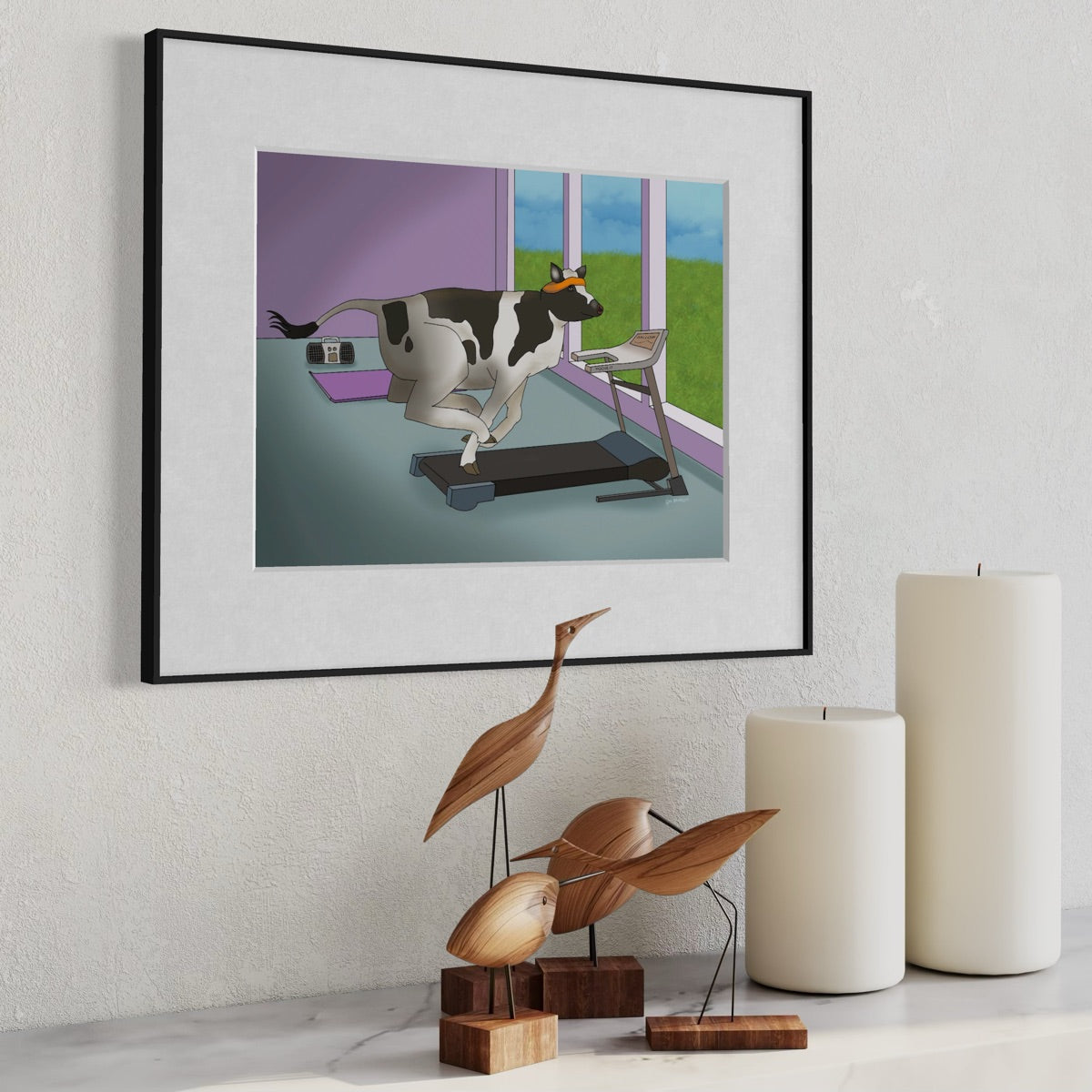 Cow Running on a Treadmill - Fine Art Print