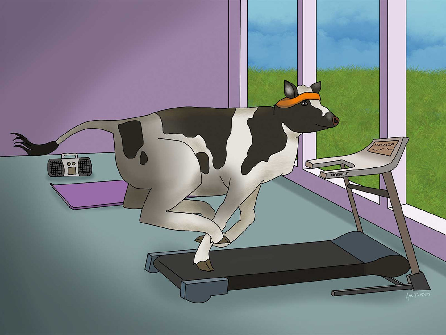 Cow Treadmill Note Card