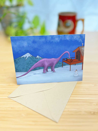 Diplodocus In a Hot Tub Note Card