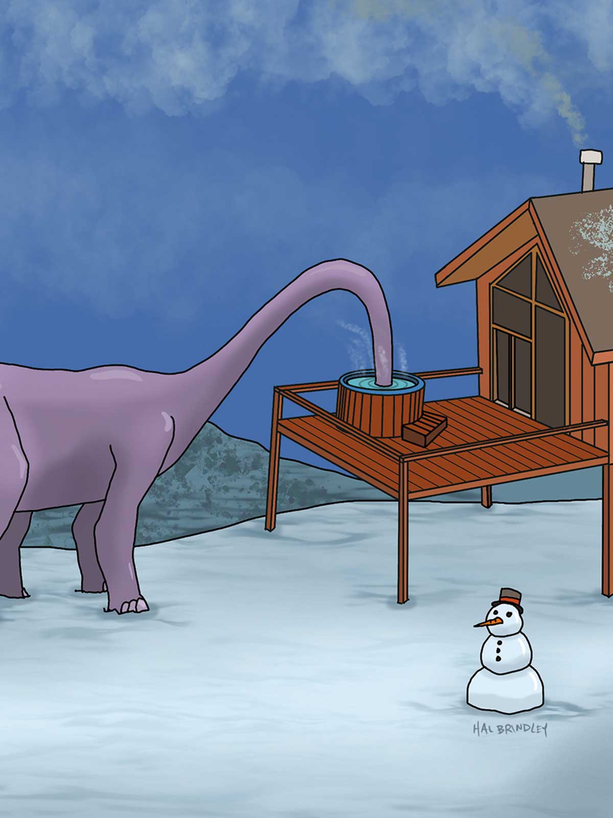 Diplodocus In a Hot Tub Note Card