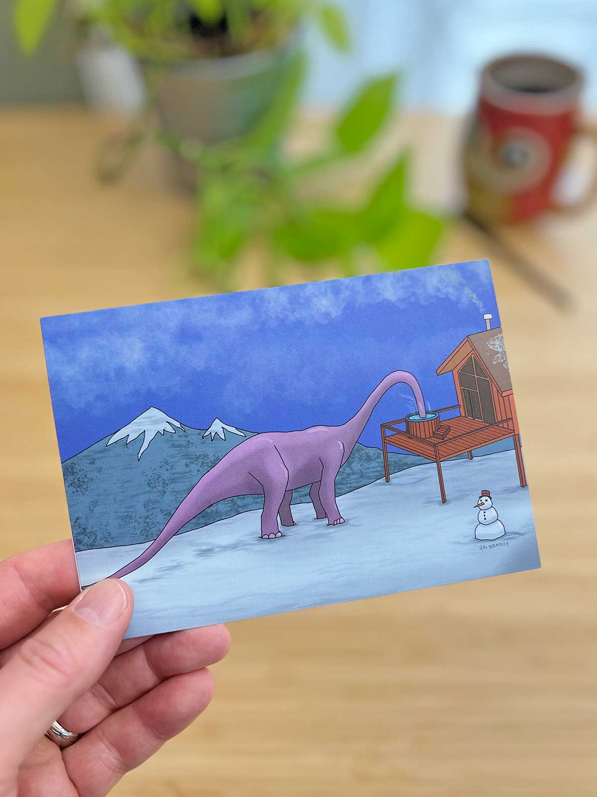 Diplodocus In a Hot Tub Note Card