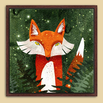 Fox, Ferns & Fireflies Framed Canvas Print