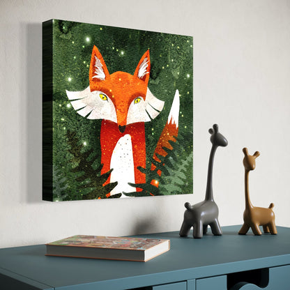 Fox, Ferns, & Fireflies Canvas Print