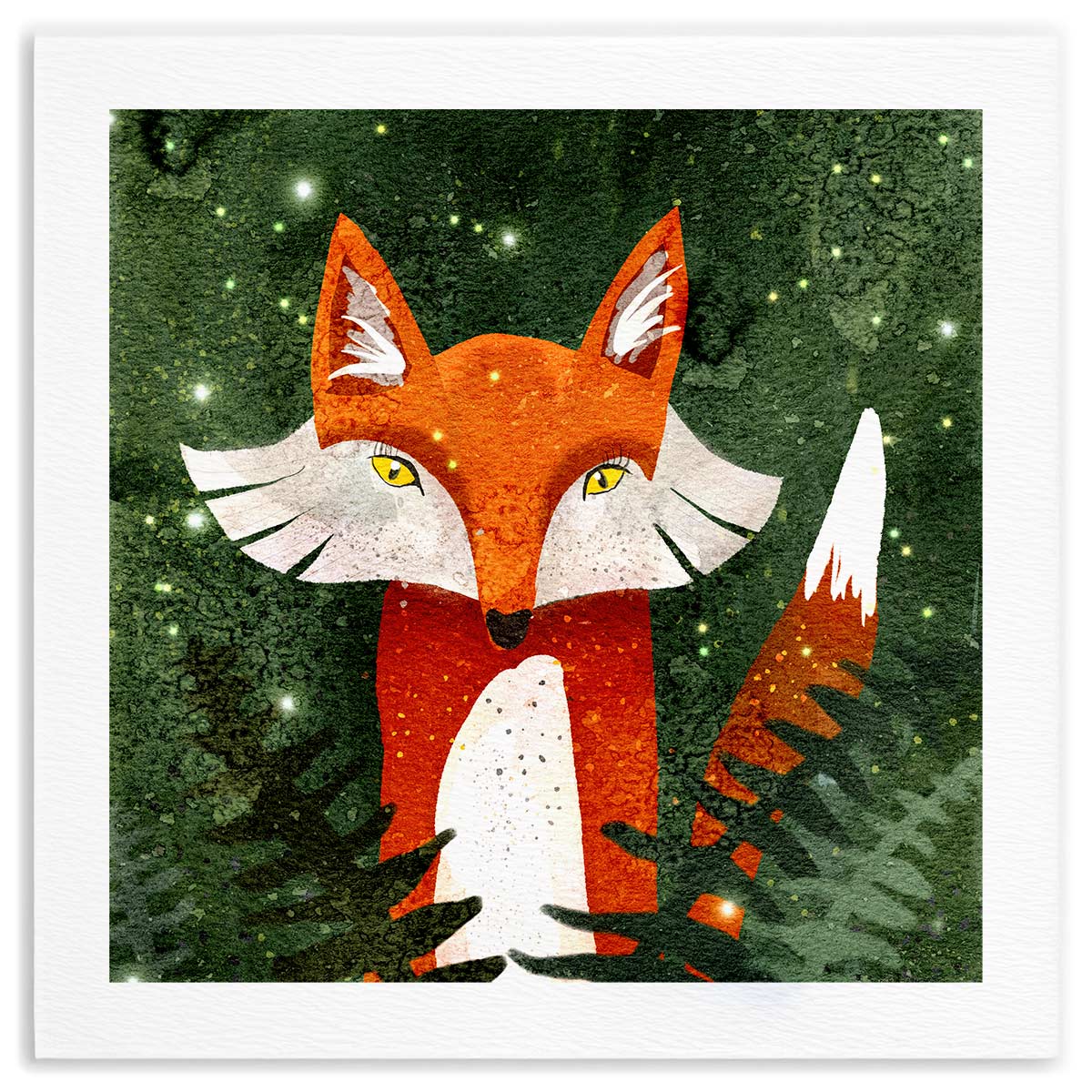 Fox, Ferns, & Fireflies Fine Art Print