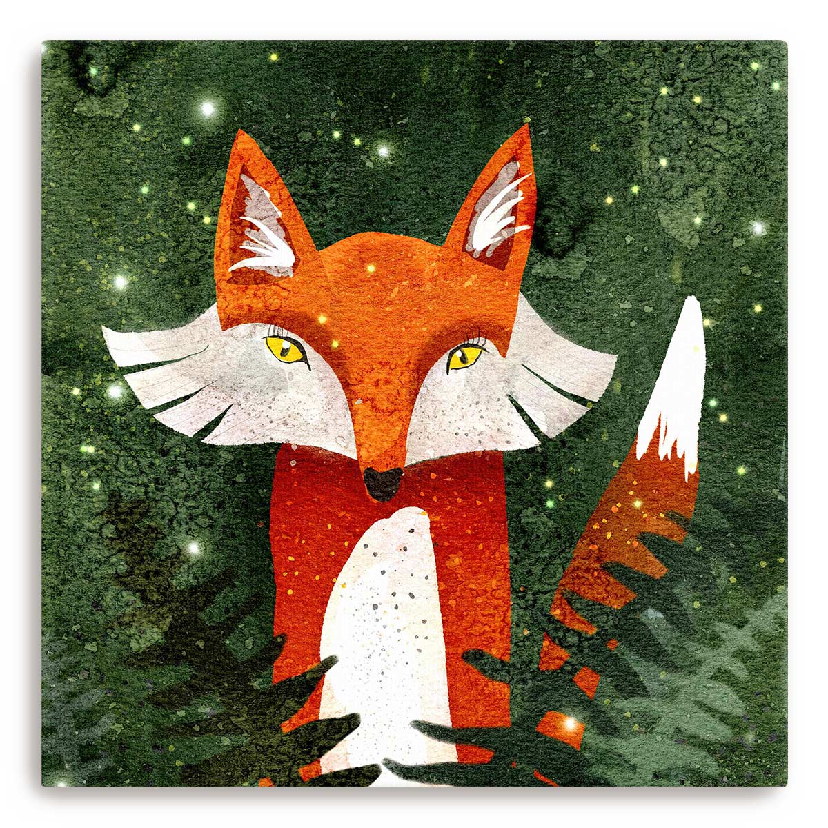 Fox, Ferns, & Fireflies Canvas Print