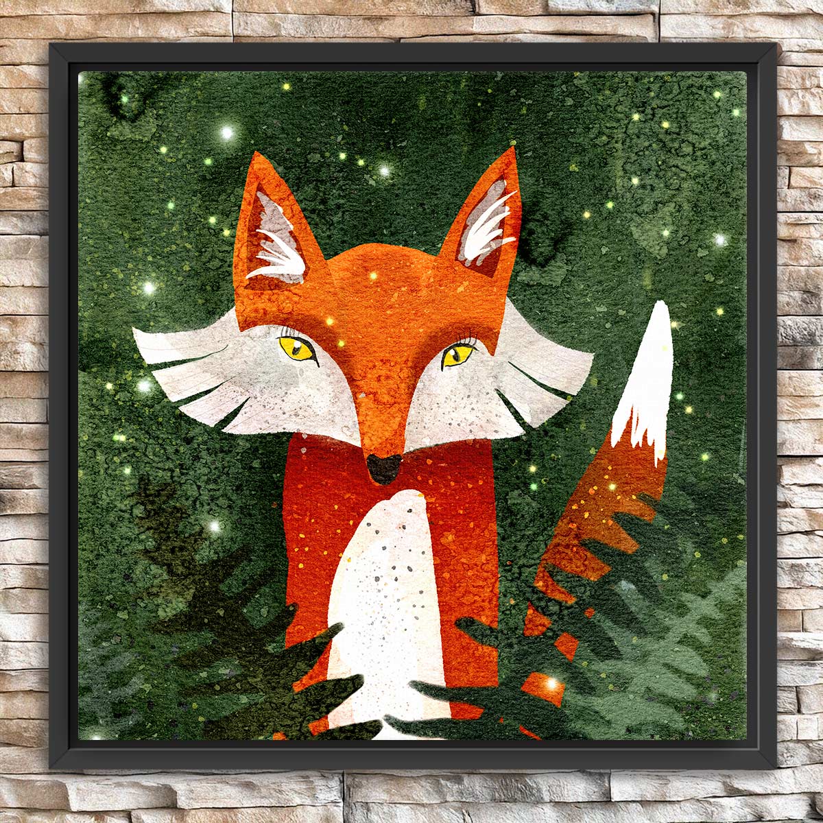Fox, Ferns & Fireflies Framed Canvas Print