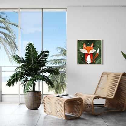 Fox, Ferns & Fireflies Framed Canvas Print