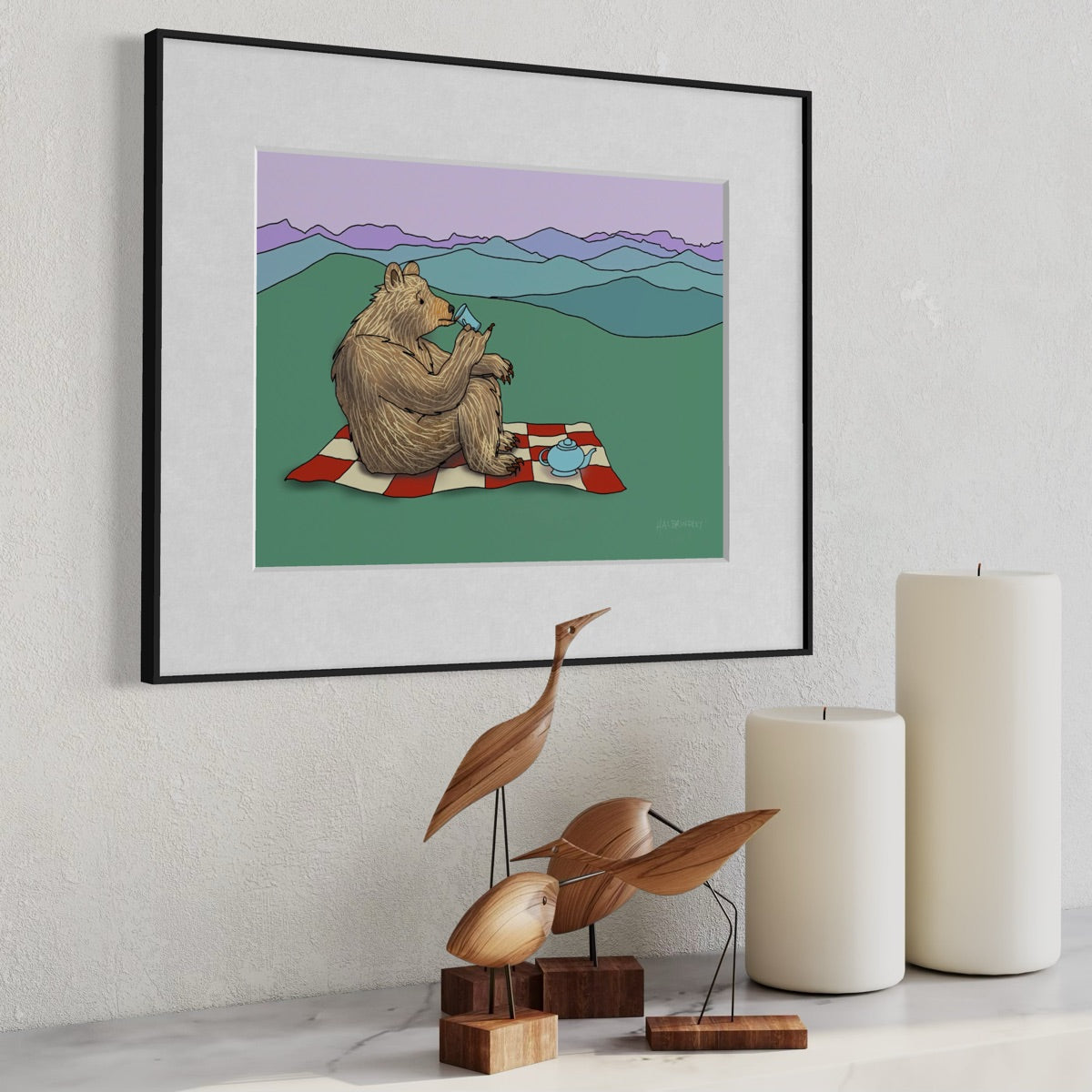 Grizzly Bear Drinking Tea - Fine Art Print
