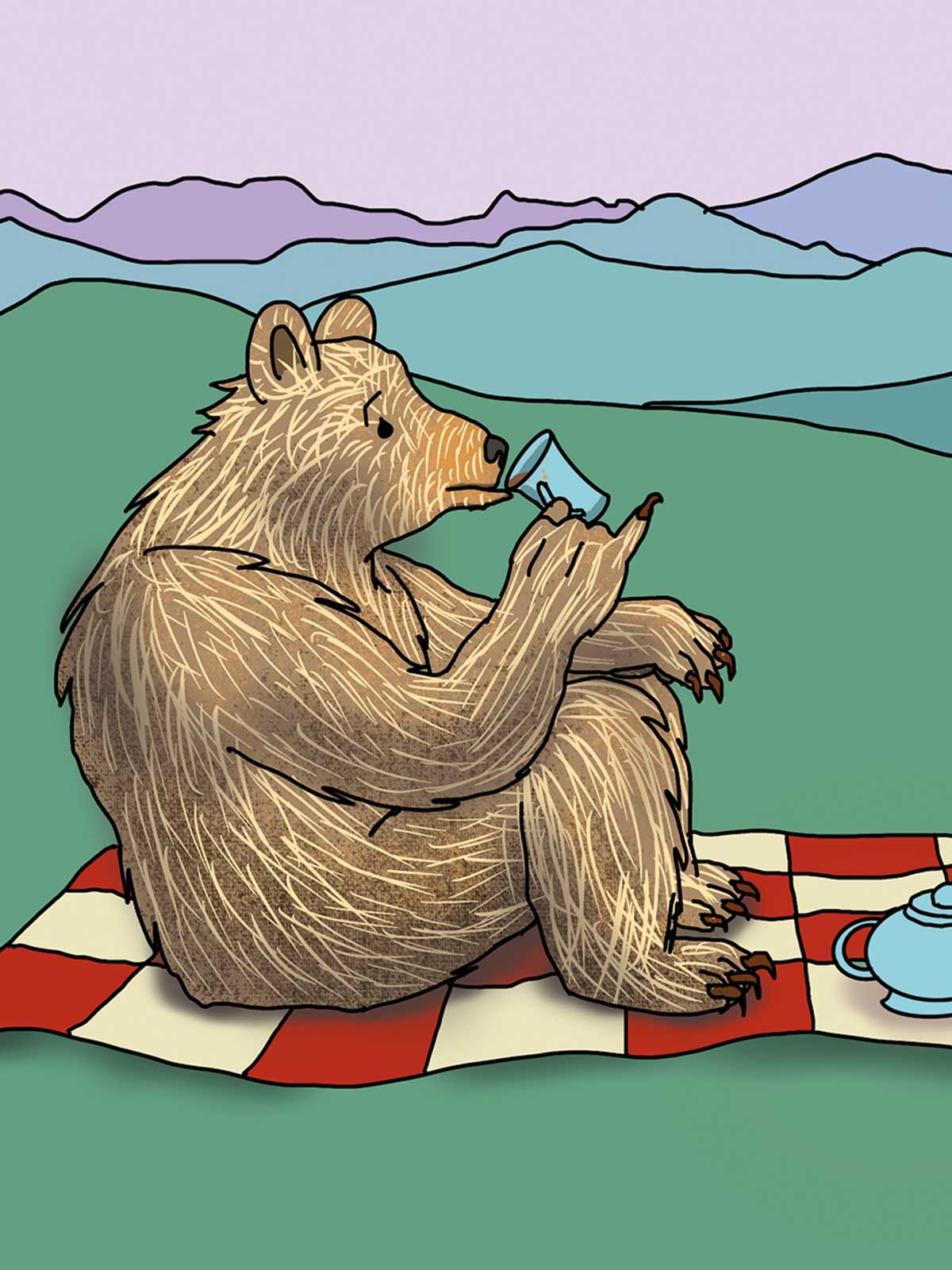 Grizzly Bear Tea Note Card