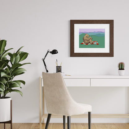 Grizzly Bear Drinking Tea - Fine Art Print