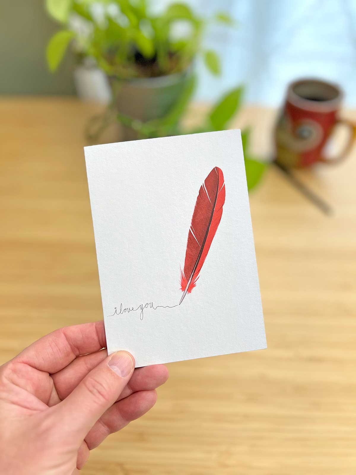 Cardinal Feather I Love You Note Card