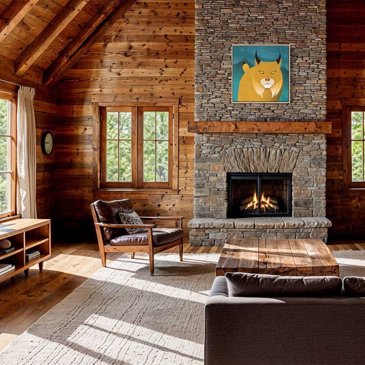 Lynx Mountain Framed Canvas Print