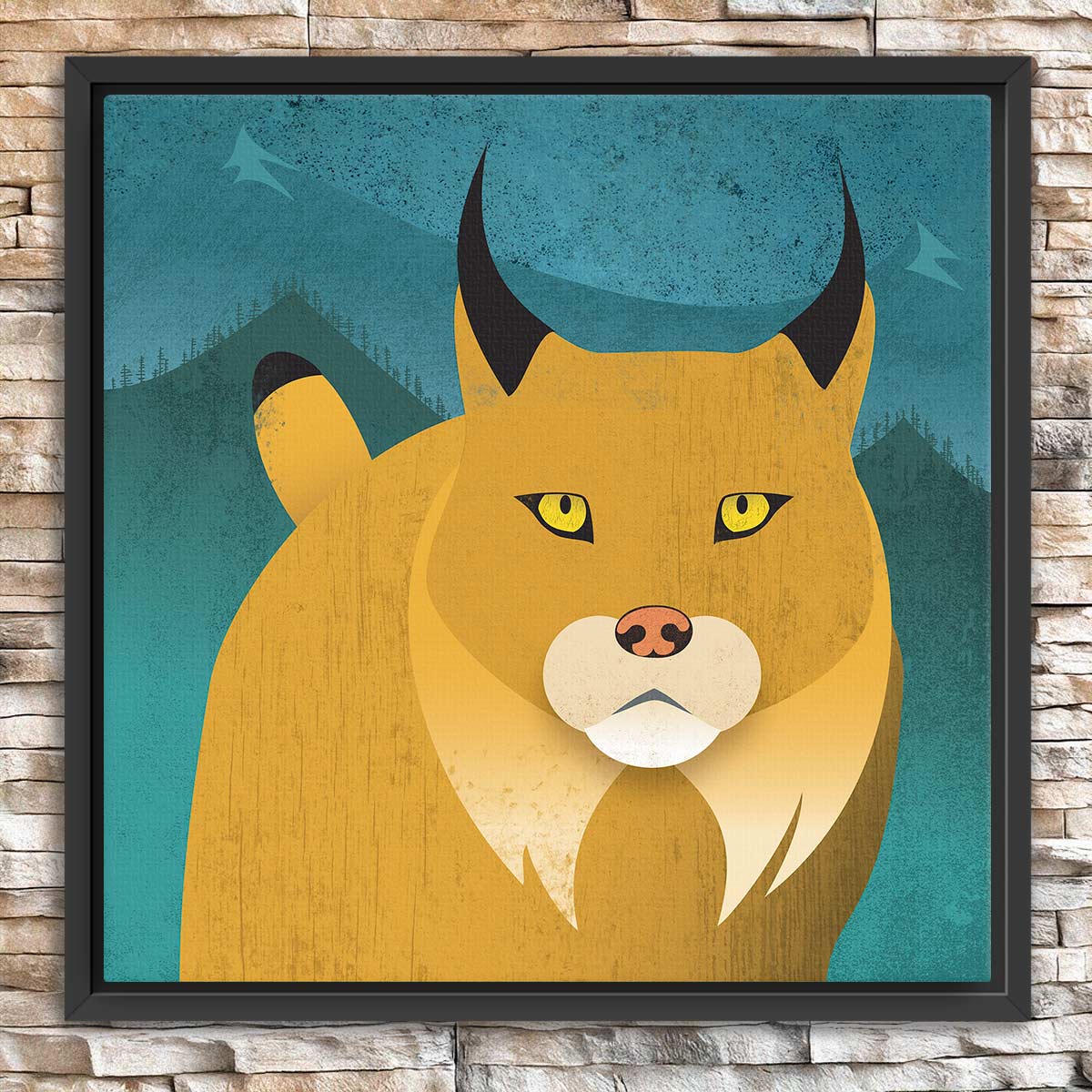 Lynx Mountain Framed Canvas Print