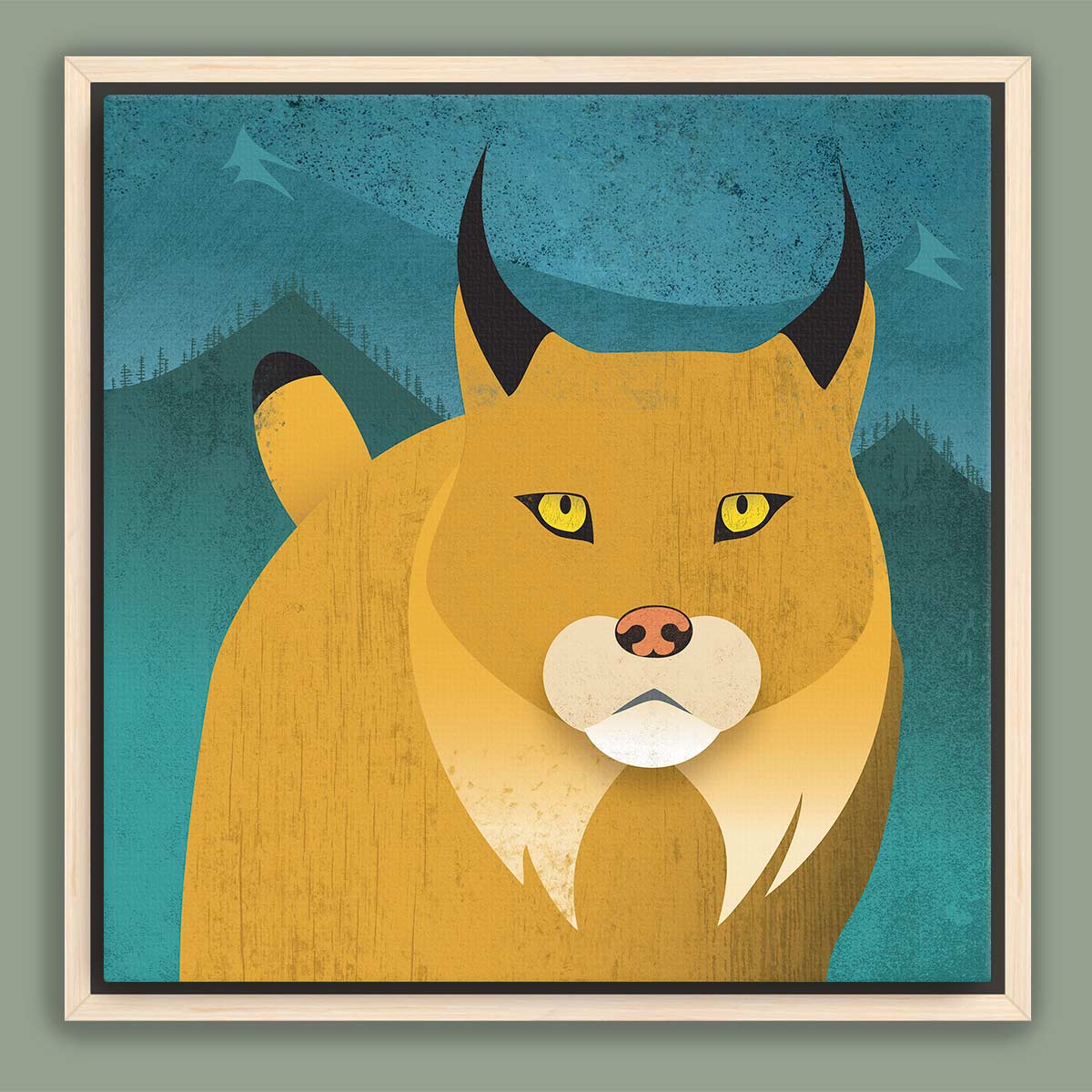 Lynx Mountain Framed Canvas Print