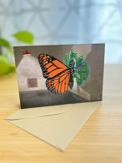 Monarch Butterfly Graffiti Note Card