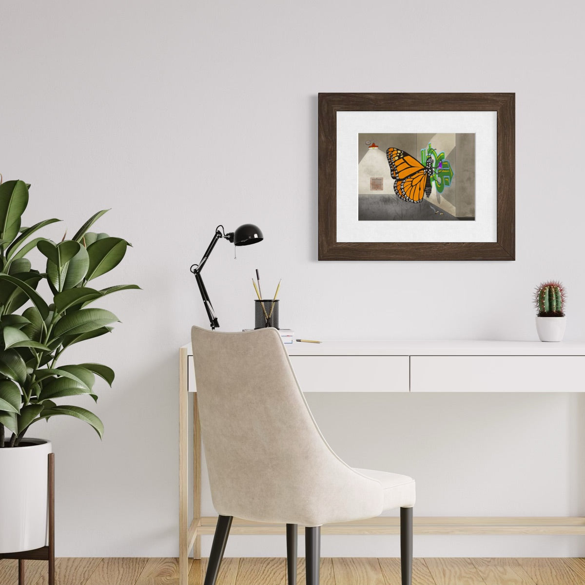 Monarch Butterfly Painting a Wall - Fine Art Print
